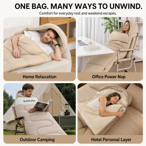 Bolsa de dormir con capucha para camping para adulto, bolsa cálida miniatura 6