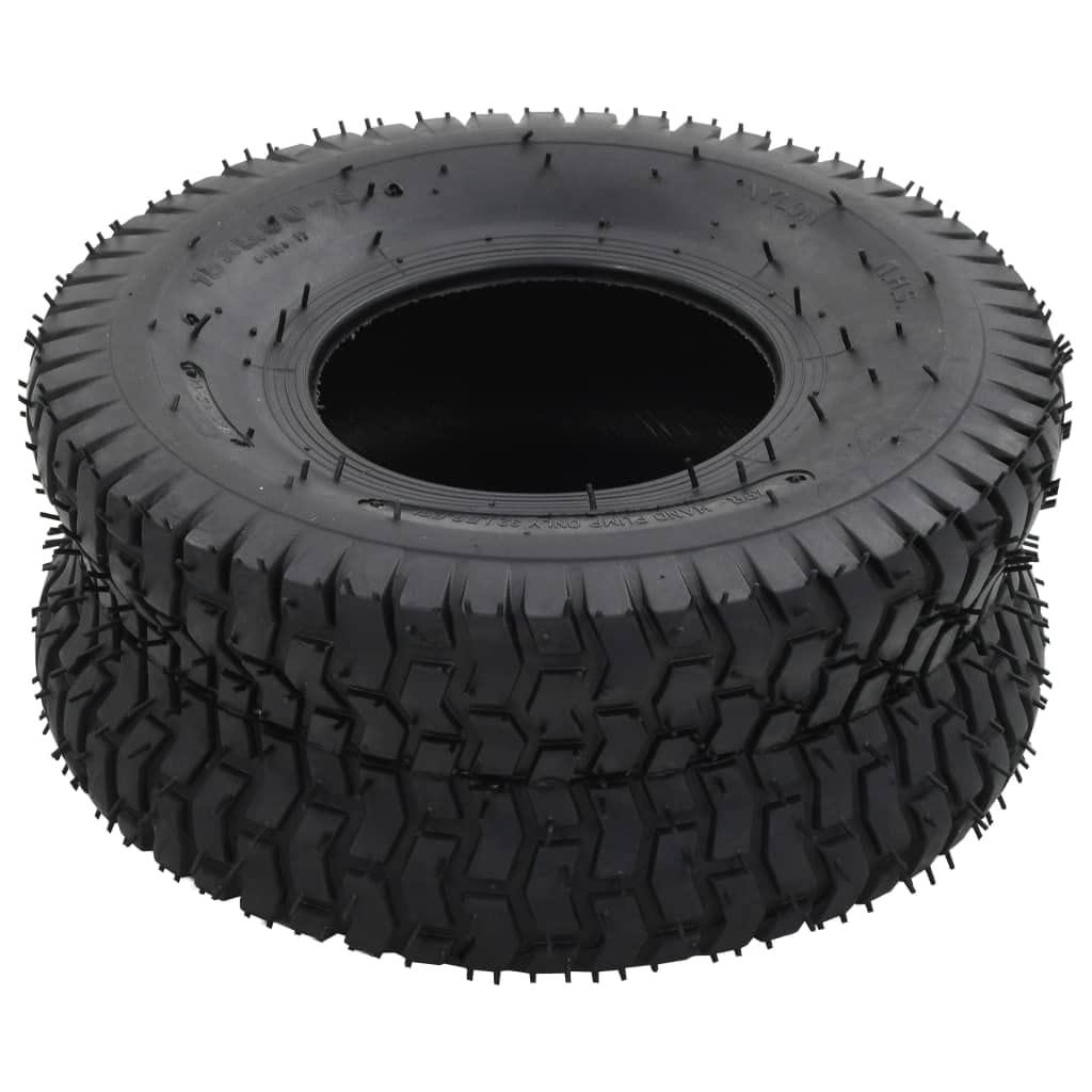 4-teiliges Schubkarrenreifen Schlauch Set 15x6.00-6 4PR Vollgummi Ersatzrad mit 2 Ventilen 160 kg für Sackkarren Handkarren Garten Hof Baustelle