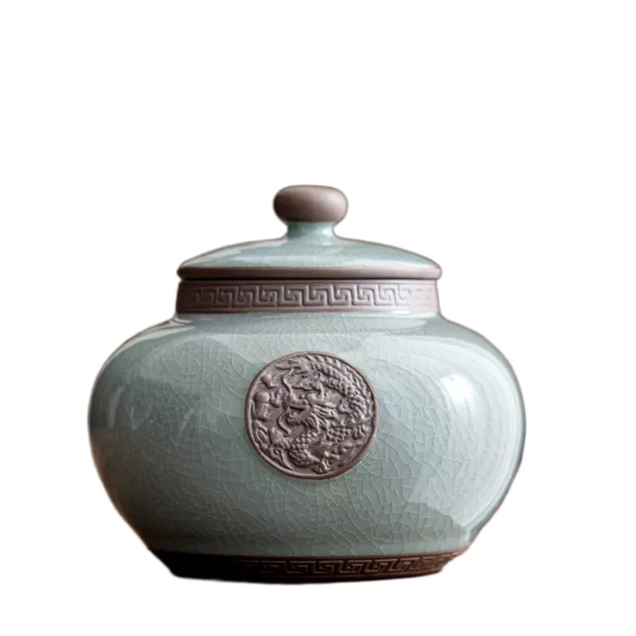 Yqinqin83b Green-B Stroage Jar Vintage Chinese Style Ceramic Tea Storage Containers Sugar
