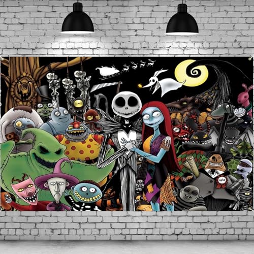Halloween Backdrop Banner Nightmare Before Holiday Christmas Decor Backdrop