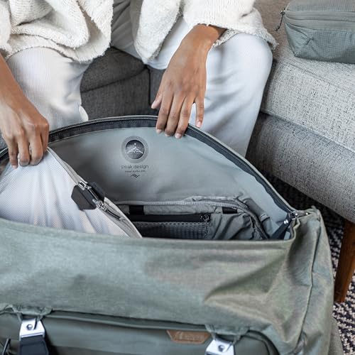 Image of Peak Design Travel Duffel 65L, Sage, Extra-Wide Single Zip Access, Weatherproof Shell, 4 External Pockets, Fits Packing Cubes & Camera Cubes, Ideal for Longer Trips, Versatile Duffel Bag for Travel
