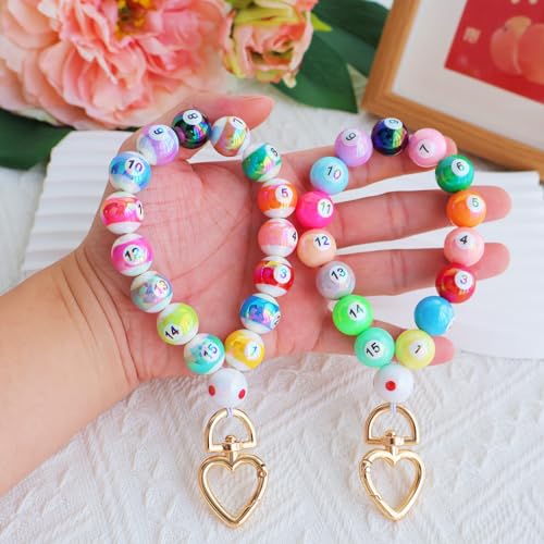 Doflamingo Billiard Bracelet Keychain for Women Cute 8 Ball Wristlet Accessories For Car Fob Key Holder Wrist Lanyard2