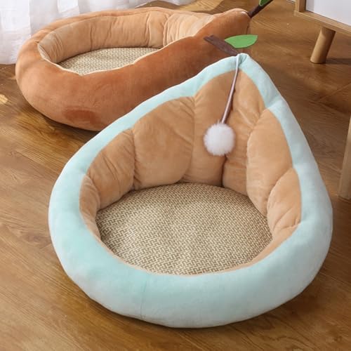ペットベッド 猫 ベッド 丸型 ふわふわ アボカド 2way 夏 猫クッション おしゃれ 暖かい 滑り止め 室内用 洗える ペットハウス ペットソファー 犬 猫用 四季 冷房対策 冬対策 ブルー 2 S