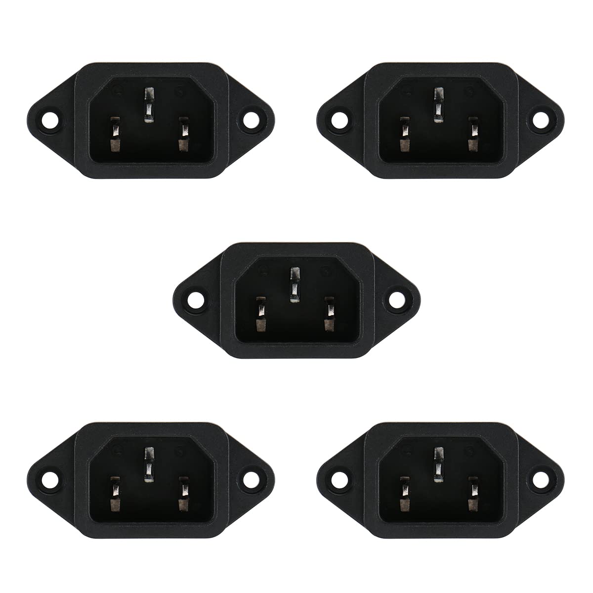 Uxcell IEC 320 C14 Power Inlet Socket - 3P AC 250V 10A Panel Mount Receptacle