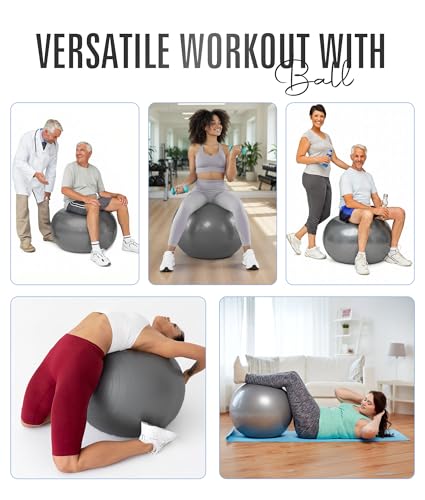 Image of ROMIX Exercise Ball, Anti-Burst Extra Thick Yoga and Birthing Ball with Pump, Non-Slip Stability Ball for Fitness, Pilates, Pregnancy, Physical Therapy, Home Gym, 55 /65 /75 cm (22 /26 /30 in)