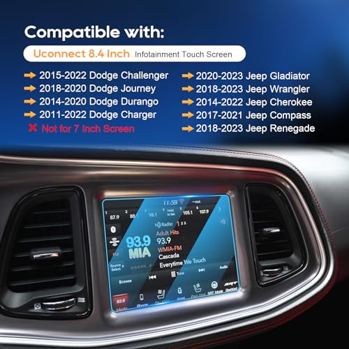 Image of LFOTPP Dodge Challenger SRT 329 R /T Durango SRT 329 Dart Journey Durango 8.4-inch Info Center Touch Screen Protector,Tempered Glass Scratch-Resistant Replacement for 8.4-inch Uconnect Screen | Touch Screen Scratch-Resistant for 8.4-inch Uconnect Screen