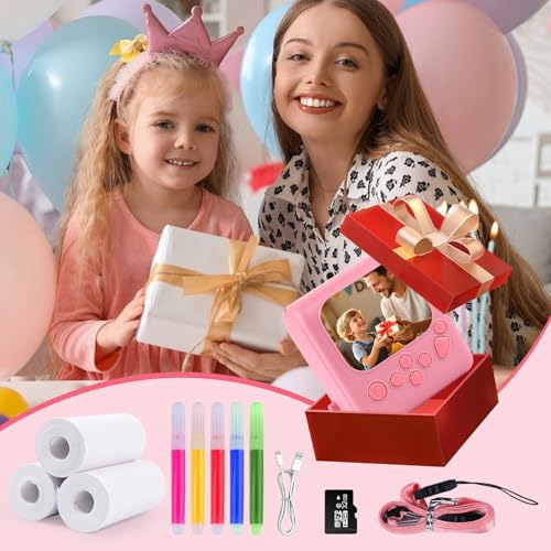 Image of Kids Instant Print Camera,1080P Digital Camera for Kids with 32GB Card & 3 Rolls Printing Paper,4 6 7 8 9 10 Year Old Girls Boys Christmas Birthday Gifts, Instant Print Toys for Girls 6-8 8-10(Pink)