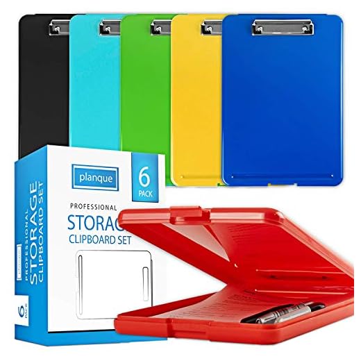 PLANQUE Professional Clipboard with Storage Compartment - Heavy Duty Nursing Clipboard, Durable Plastic Clip Board, Elegant Storage Clipboards Set, Medical Clipboards with Pen Holder (Multi-Color)