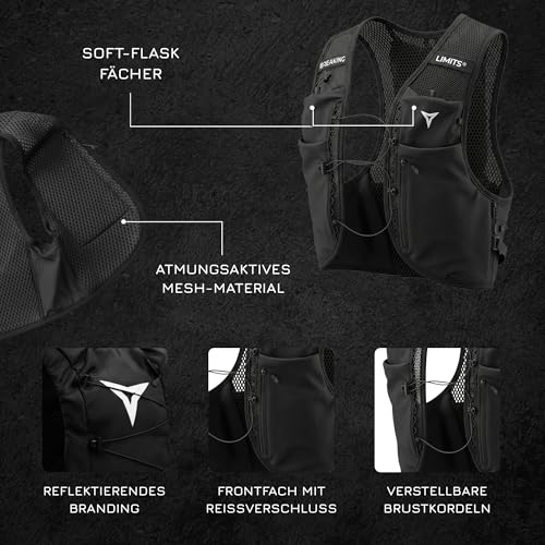Laufweste Herren & Damen Ultraleicht - Running Vest - Laufweste mit Trinkflasche 500ml - Trinkweste Laufen - Jogging Rucksack - Laufrucksack (M-XL)