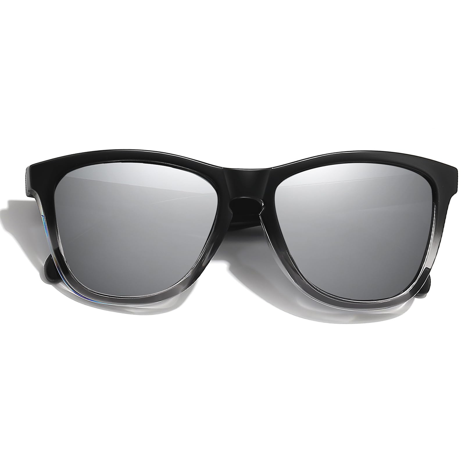 DANAMY Gafas de sol polarizadas para mujer, gafas de sol polarizadas de moda, para hombres y mujeres, gafas de sol de conducción con protección UV400, Marco negro degradado C / lente plateada, 54 EU