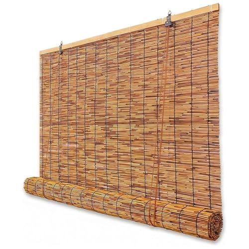 Persiana Bambú Exterior Cortina De Caña Natural 50 65 80 100 130 145 160cm Persianas De Caña Enrollables Impermeable, Blackout Estor Bambu para Terraza Cocina Jardín Porche
