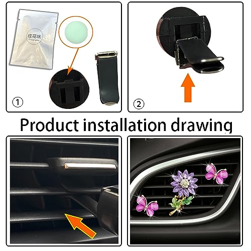 Image of 3Pcs purple Car Decorations Car Air Vent Clip Flower Shape Air Freshener Vent Clip Car Dashboard Decor Ornaments Car Interior Accessories (Purple)