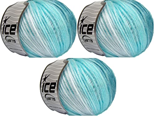 Image of Picasso (3 Pack) Light Shinny Yarn - Knitting & Crochet Yarn for DIY Hand Knitting - 44% Acrylic, 56% Polyester (3x1.76 Oz), (3x125 yds) - Turquoise Shades