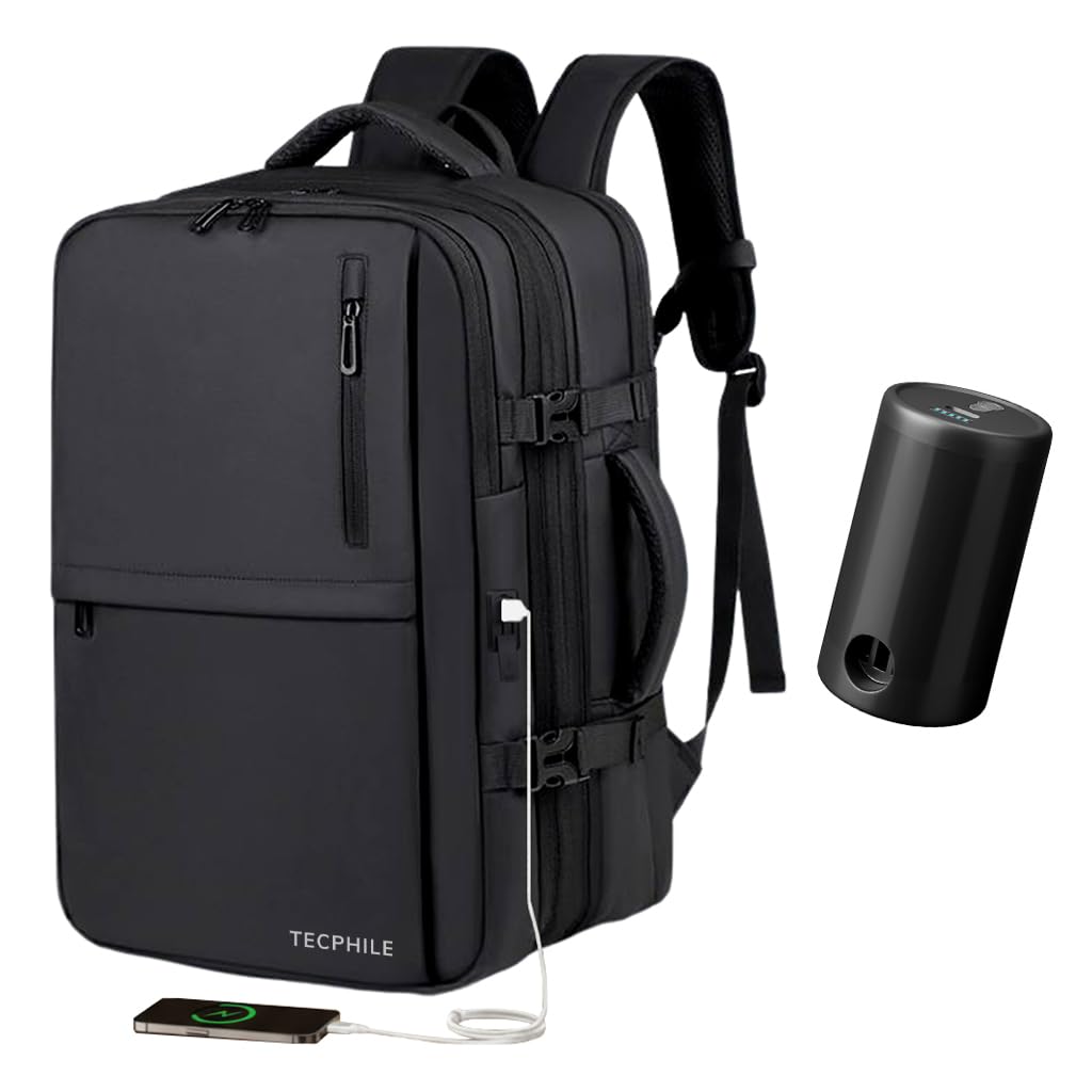 tecphile VacuPack Travel Vacuum Backpack/Electronic Pump, Laptop Bag 55L Large Capacity fit for 17.3” Laptop, USB Type C Charging Port, Anti-Theft 3 Pin Combination Lock-picture-58