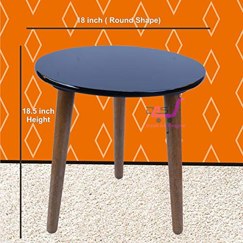 Image of Wood Foldable Oval Shaped Bed Side Table (Large, Black)