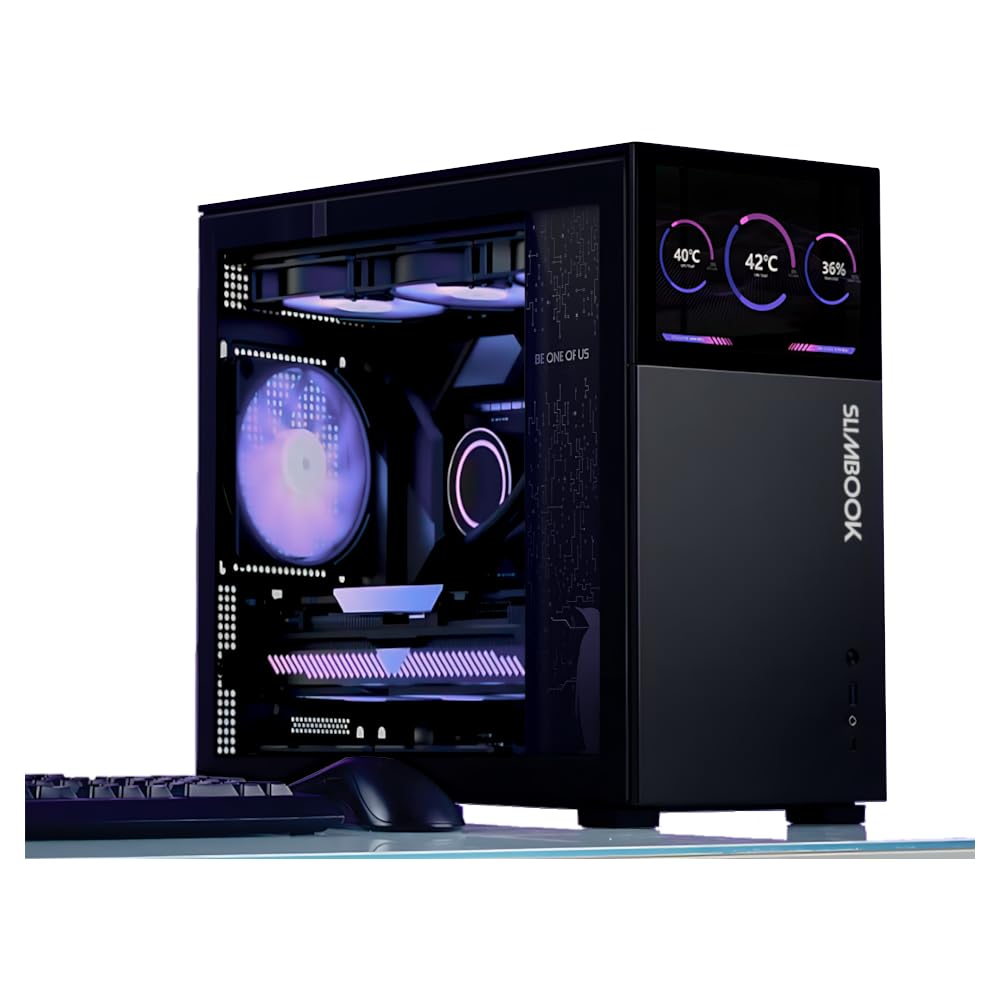 Caja PC SOBREMESA D41 STD SLIMBOOK | ATX/Micro ATX/Mini ITX | Pantalla Frontal | Vidrio Templado | Negra.