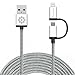 iPhone 6 Charger, 10Ft Long, F-color 2in1 Lightning Cable for iPhone 6S 6 Plus SE, iPad Air mini 4 iPad Pro, Micro USB Cable for Android Smart Phones Motorola Galaxy Note 5 S6 Edge Plus Silver