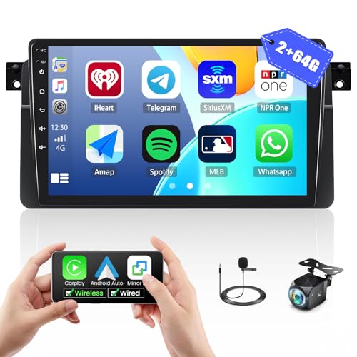 [2+64G] Android 13 Autoradio für BMW 3er E46 1999-2005 mit kabellos Carplay