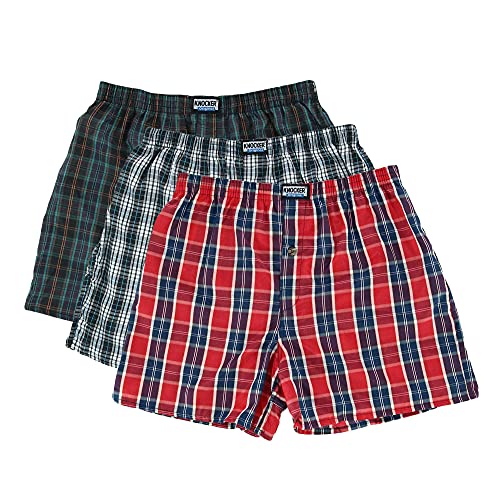 Knocker Men's Classic Plaid Cotton Boxer Shorts Underwear