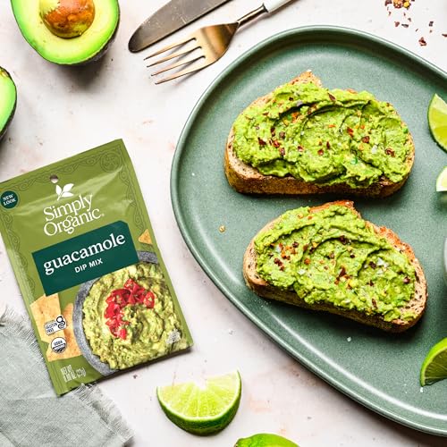 Image of Simply Organic Guacamole Sauce Mix, 4 Ounce Pouch, Just Add Avocados for Zesty, Robust and Creamy Guacamole (Pack of 6)