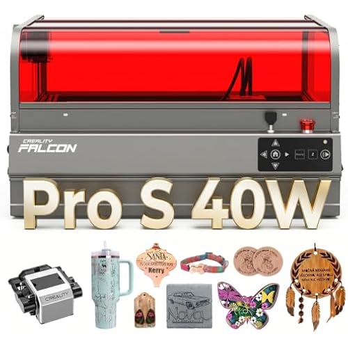 Creality Falcon2 Pro S 40W Laser Engraver, 240000mW Desktop Diode Laser Cutter with Auto Focus (Z-Axis) & Auto Cut Through, Class 1 Safety, Camera & Air Assist, 600mm/s for Wood & Acrylic