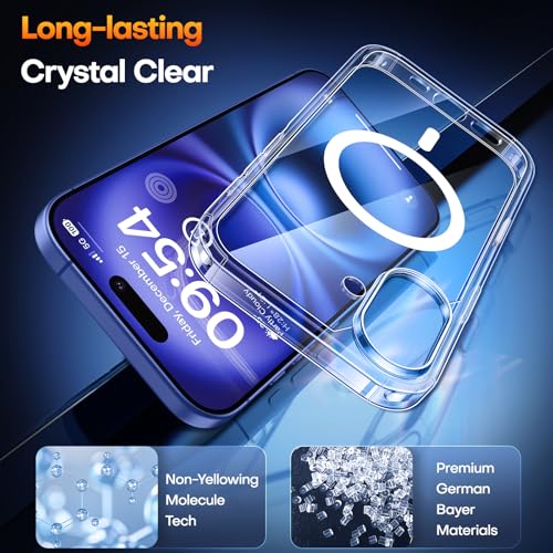 Image of TAURI for iPhone 16 Plus Case, with Camera Control, Clear | Compatible with MagSafe with Screen Protector, Military-Grade Protection, Shockproof Slim Magnetic Case for iPhone 16 Plus