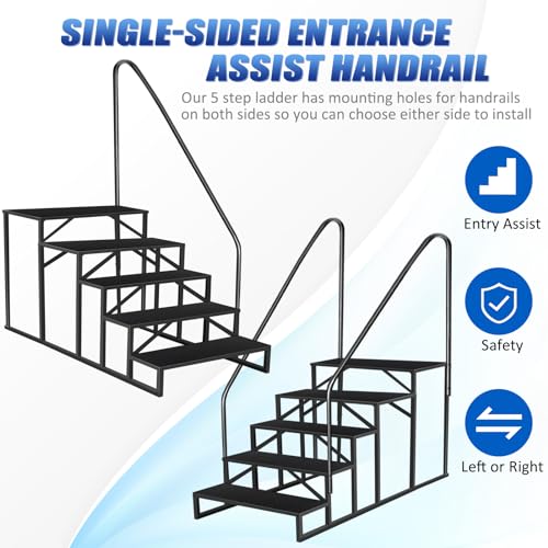 Image of 5 Step RV Steps with 2 Handrails, Outdoor RV Stairs with Anti-Slip Pedals