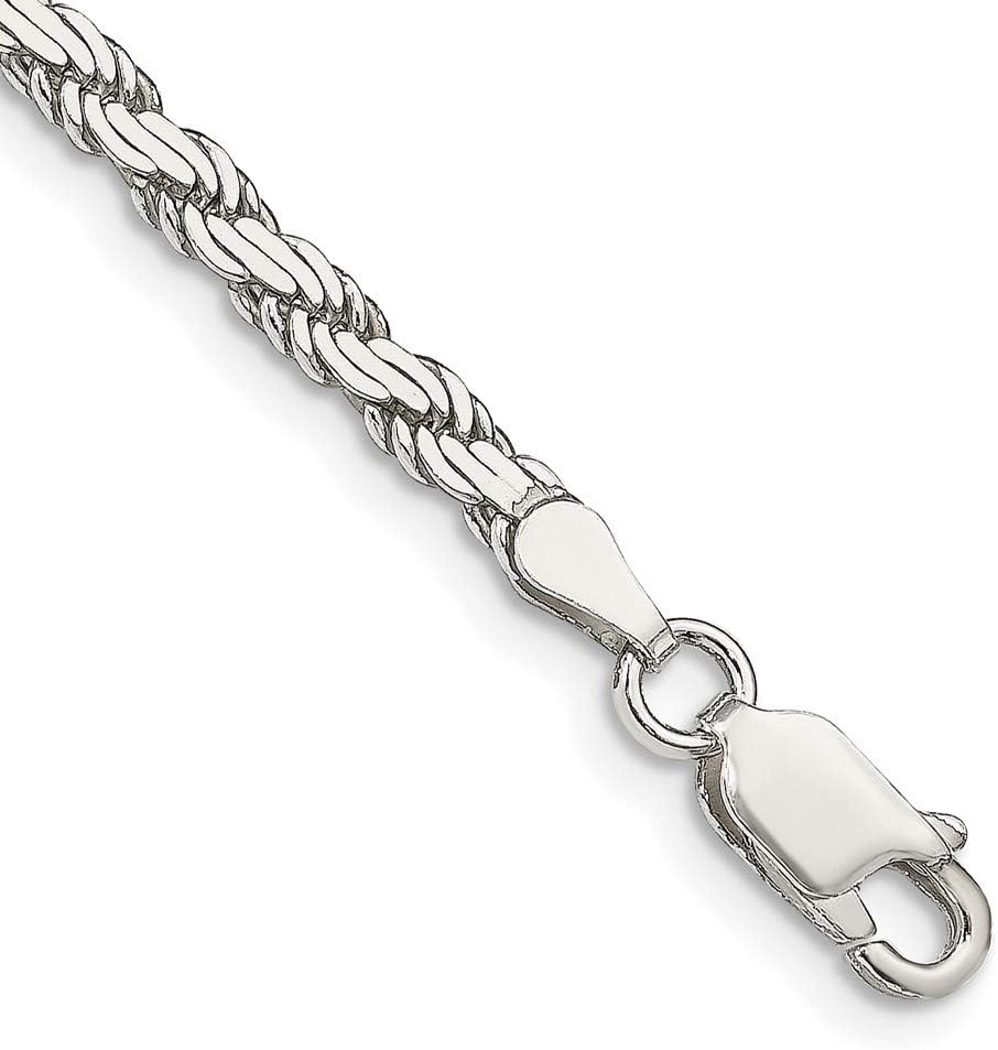 Solid 925 Sterling Silver 3.10mm Flat Rope Chain Necklace - with Secure Lobster Lock Clasp