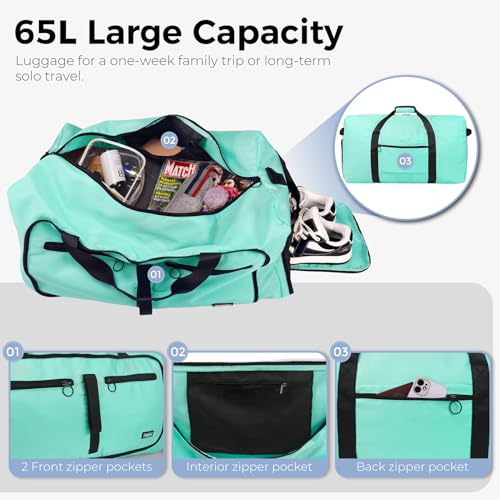 Image of Fmeida 65L Duffle Bag Foldable Travel Duffel Bags for Men Women Travel Bag