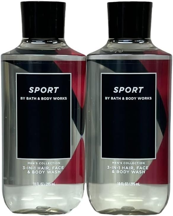2 SPORT For Men 3 in 1 Hair Face bath Body Wash Shower Gel 10 oz