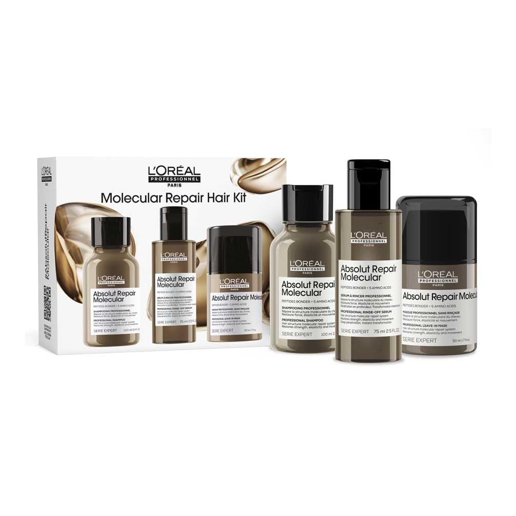 L'Oreal Professionnel Cofre Trio Minis, Rutina Repara y Fortalece a Nivel Molecular, para Todo Tipo de Cabello Dañado, Absolut Repair Molecular