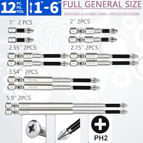 Image of High Magnetic Screwdriver Drill Bit Set, 2025 New Strong Magnetic Durability Screwdriver Drill Bit Set, Anti-Slip Magnetic Electric Screwdriver Set(6PCS*2)