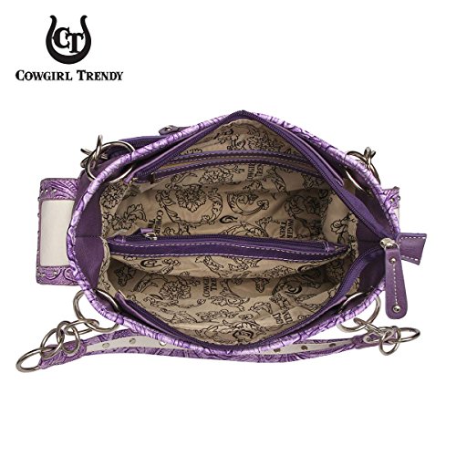Western Style Spring Butterfly Flower Purse Women Country Handbag Rhinestone Stud Shoulder Bag Wallet Set (#2 Purple Set) #TOP5