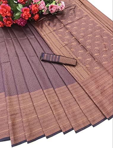 Image of ZECVA Women's Art Lichi Indian Traditional Style Silk Saree With Unstitched Blouse Piece