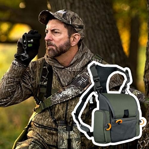 Arnés binocular ajustable impermeable verde militar con bolsillos caza 2