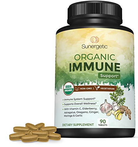 Image of USDA Organic Immune Support Supplement - Organic Immune Health Supplement with Vitamin C, Elderberry, Astragalus, Oregano, Ginger, Moringa & Garlic - Organic Immune System Support - 90 Immune Tablets