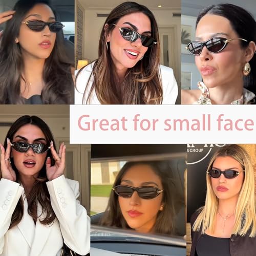 Cat Eye Sunglasses for Women Chic Retro Oval 90s Sunnies Lightweight Small Shades Trendy UV protection Sun Glasses2