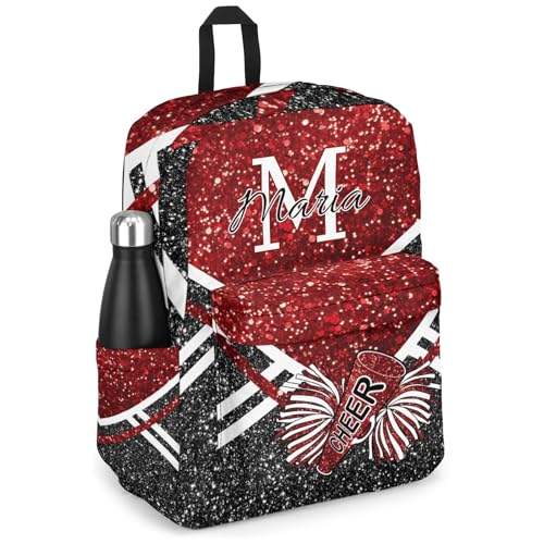 Cheer Backpack Personalized Cheerleaders Backpacks with Name Custom Coaches Bag for Cheerleading Teams Gifts (Red Glitter)2
