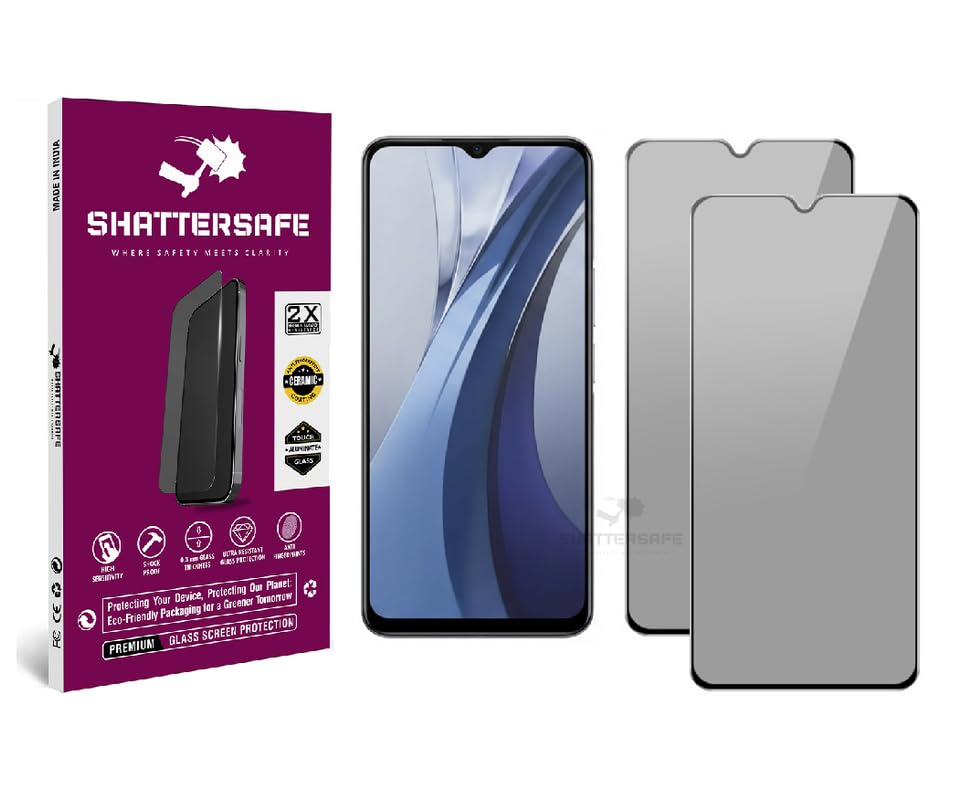 Image of Anti-Spy Privacy Tempered Glass Compatible For IQOO Z3 5G / Z6 5G / Z6 Lite 5G [Pack of 2]. Anti-Scratch, Edge-to-Edge Protection With Easy Installation Kit & Case Friendly Fit.
