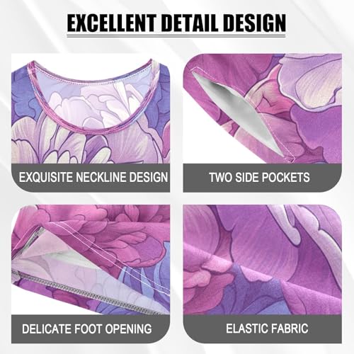 Pajama Sets Short Sleeve Floral Design with Colors Soft Cotton Summer Sleepwear 2 Piece PJS Size 5-14T3