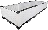 Vista 54 de Hershii Kits de cama elevada de jardín, contenedores rectangulares de plástico para plantas profundas, para interiores y exteriores, verduras, Blanco