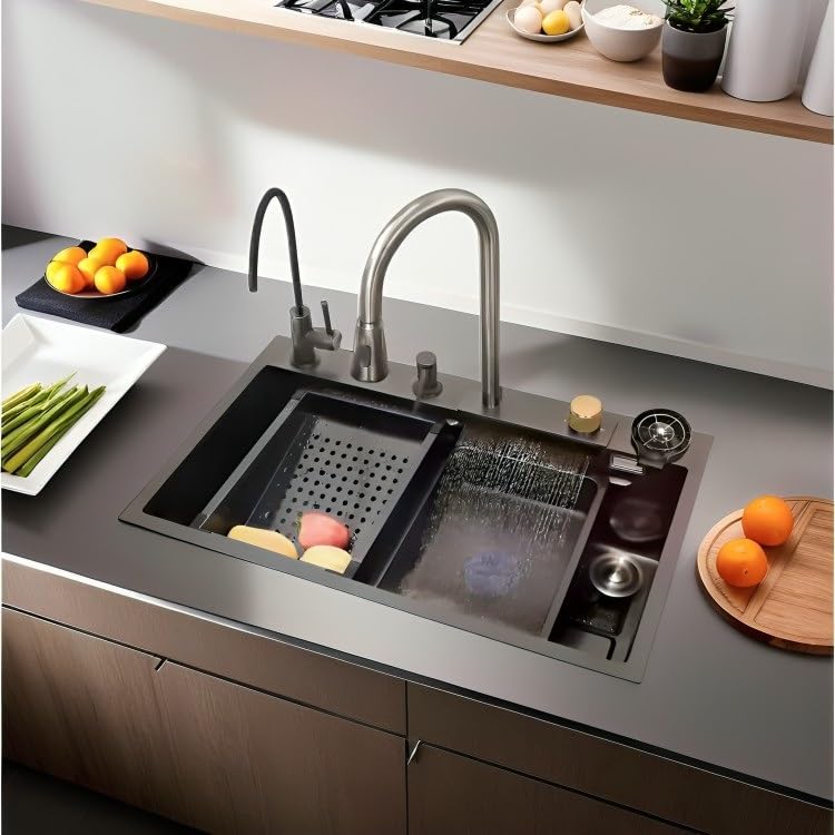See full amazon price history chart for PAINITE 304 Grade 30 x 18 x 9 Kitchen Sink with ANTI SCRATCH HONEYCOMB DESIGN Integrated Waterfall and Pull-down Faucet Set Stainless Steel Sink with Drain Baskets and Cup washer. PAINITE 304 Grade 30 x 18 x 9 Kitchen Sink with ANTI SCRATCH HONEYCOMB DESIGN Integrated Waterfall and Pull-down Faucet Set Stainless Steel Sink with Drain Baskets and Cup washer. (B0DDQ4TNG1) Amazon Price History, Amazon Price Tracker