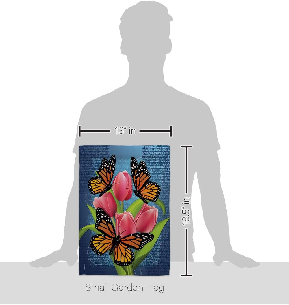 Breeze Decor BG-G-104078-IP Monarch Butterflies Decorative Vertical House Flag, 13"x 18.5", Multicolor