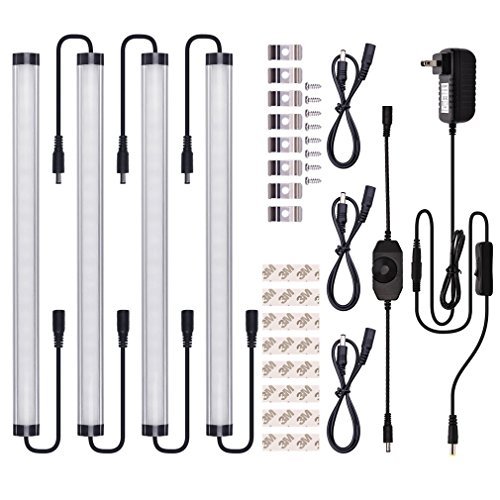 Aeiniwer SUNWOW Dimmable LED Under Cabinet Lighting 4 Panel Kit, 18 Watt 1320 Lumens Total, 12VDC, White (6000K)