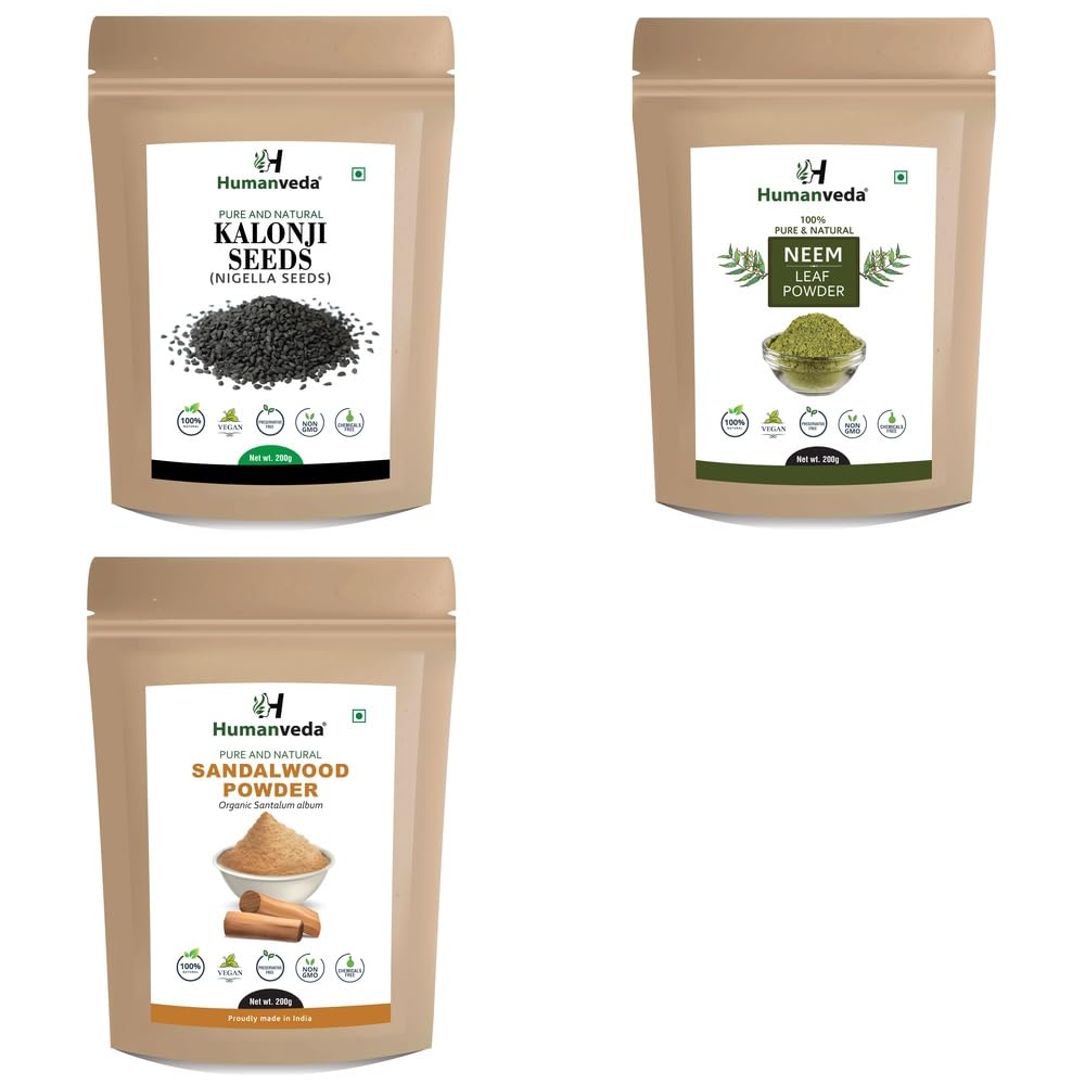Pure Kalonji Black Seed Powder, Neem Powder and Sandalwood Powder Combo Pack for Comprehensive Hair Care and Radiant Glowing Skin Rejuvenation 100% Natural Organic Herbal Fine Powder Face Mask and-image-30