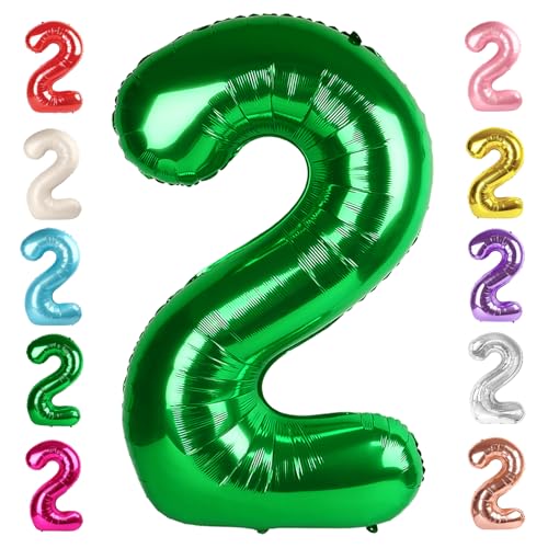 Image of Number 2 Balloon Birthday Decorations, 40In Dark Green Balloons for Party | Eye-catching Appearance, Perfect Decorative Centerpieces, Convenient Self-sealing Structure, Widely for Various Occasions