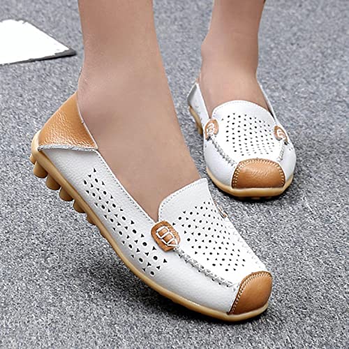 Women's Fashion Sneakers Loafers Casual Floral Printed Leather Round Toe Hollow Out Chunky Low Heels Dress Loafers Lightweight Comfort Slip-On Fall Business Formal Work Dress Oxfords Boat Shoes #TOP2