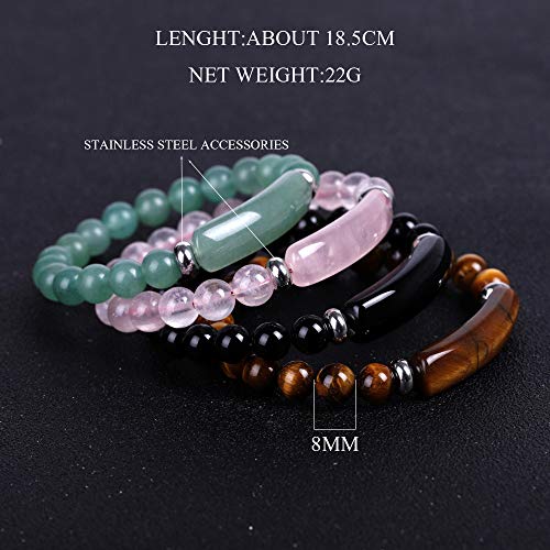 Unisex Stone Bracelets Natural Gemstone Charm Stretch Bracelet Crystal Energy Heart Charm Tiger Eye 12Mm Beads Bracelet Handmade Meditation Stone Jewelry Elastic Yoga Bracelet-Tiger Eye Stone #TOP1