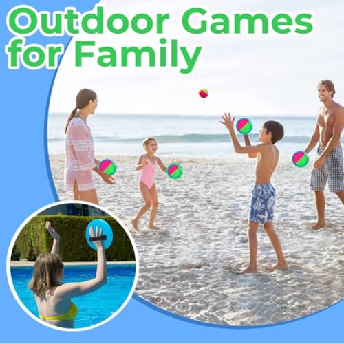 Image of Catch Ball Paddle Game Set - 2 Handheld Catch Discs with 2 Matching Soft Balls - Outdoor Toy for Kids Teens Adults - Beach Backyard Park Fun