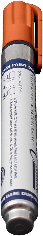 12 Pc Set Orange Brockmark Classic Industrial Paint Markers Permanent Pen Metal Glass Rubber Wood for Auto Construction Arts Warehouse